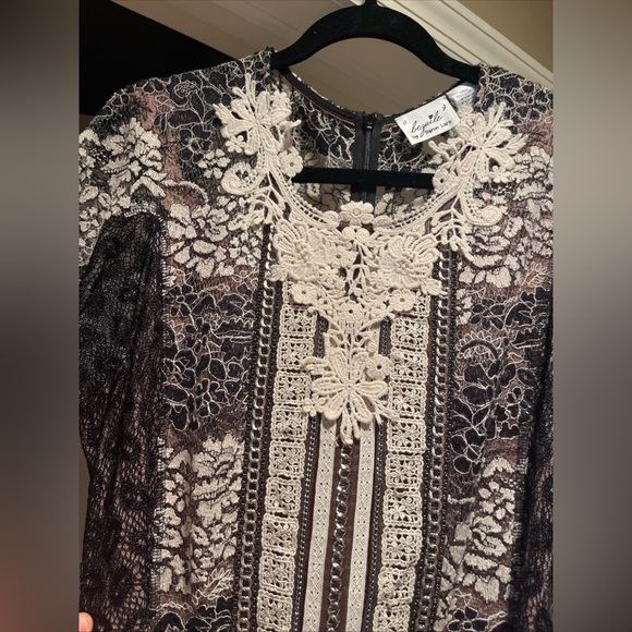 Beguile Byron Lars Black White Lace Sequins Midi Cocktail Dress - Picture 5 of 8